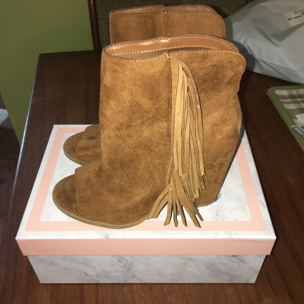 Suede Fringe Booties